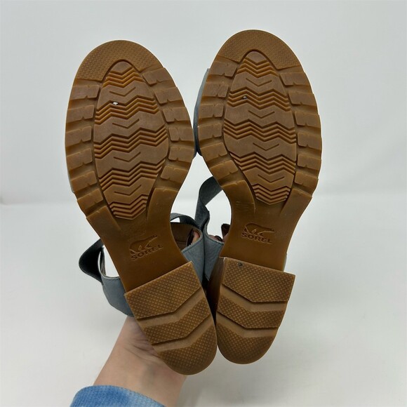 Sorel Nadia Women's Heeled Sandals Blue/Gray Elastic Strap Lug Sole Size 9 - Picture 7 of 12
